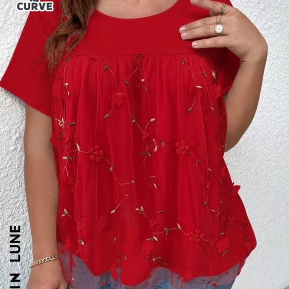 SHEIN | Tops | New Red Embroidered Top X 2 | Poshmark